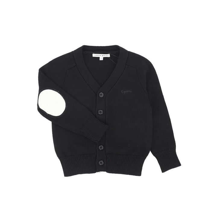 Little Parni Black Boys Contrast Patch Cardigan