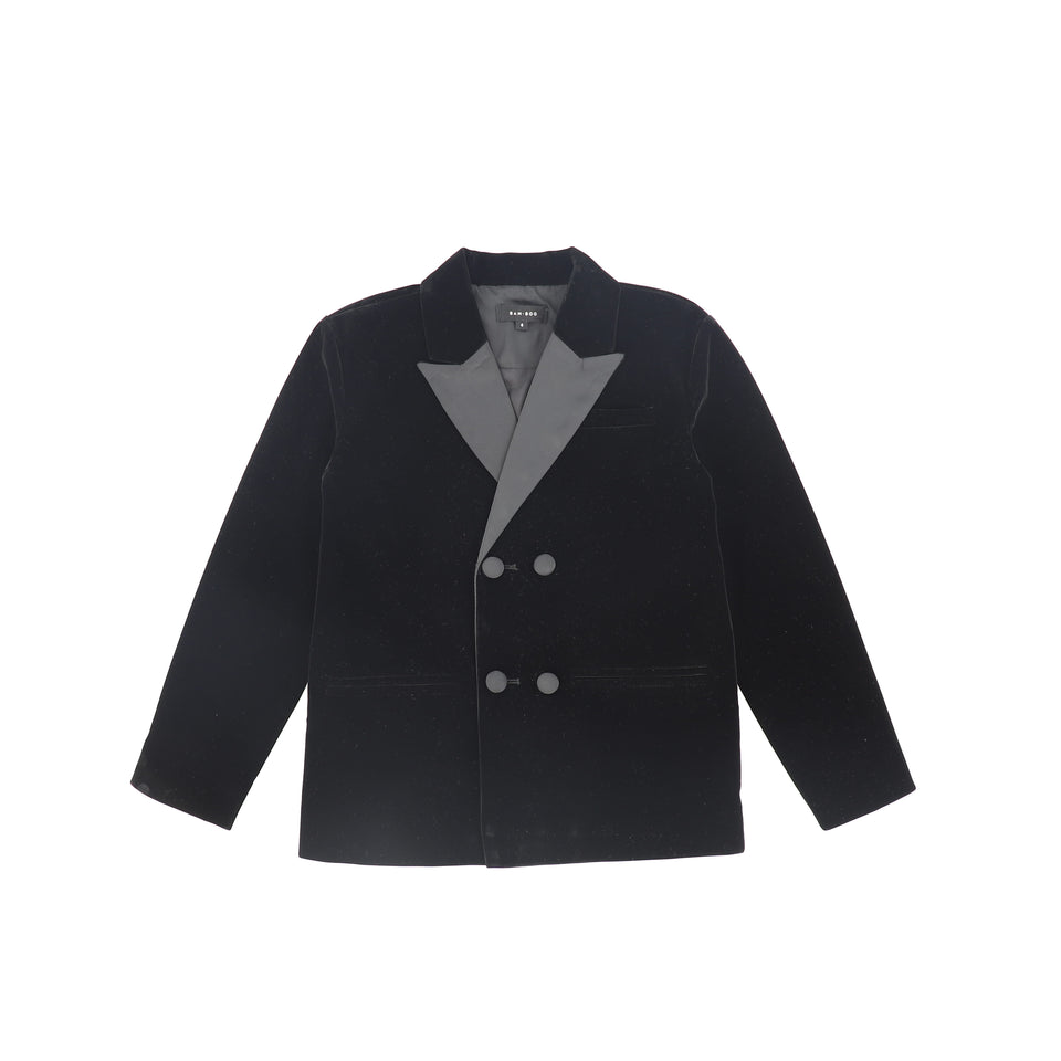 Bamboo Black Velvet Taffeta Blazer
