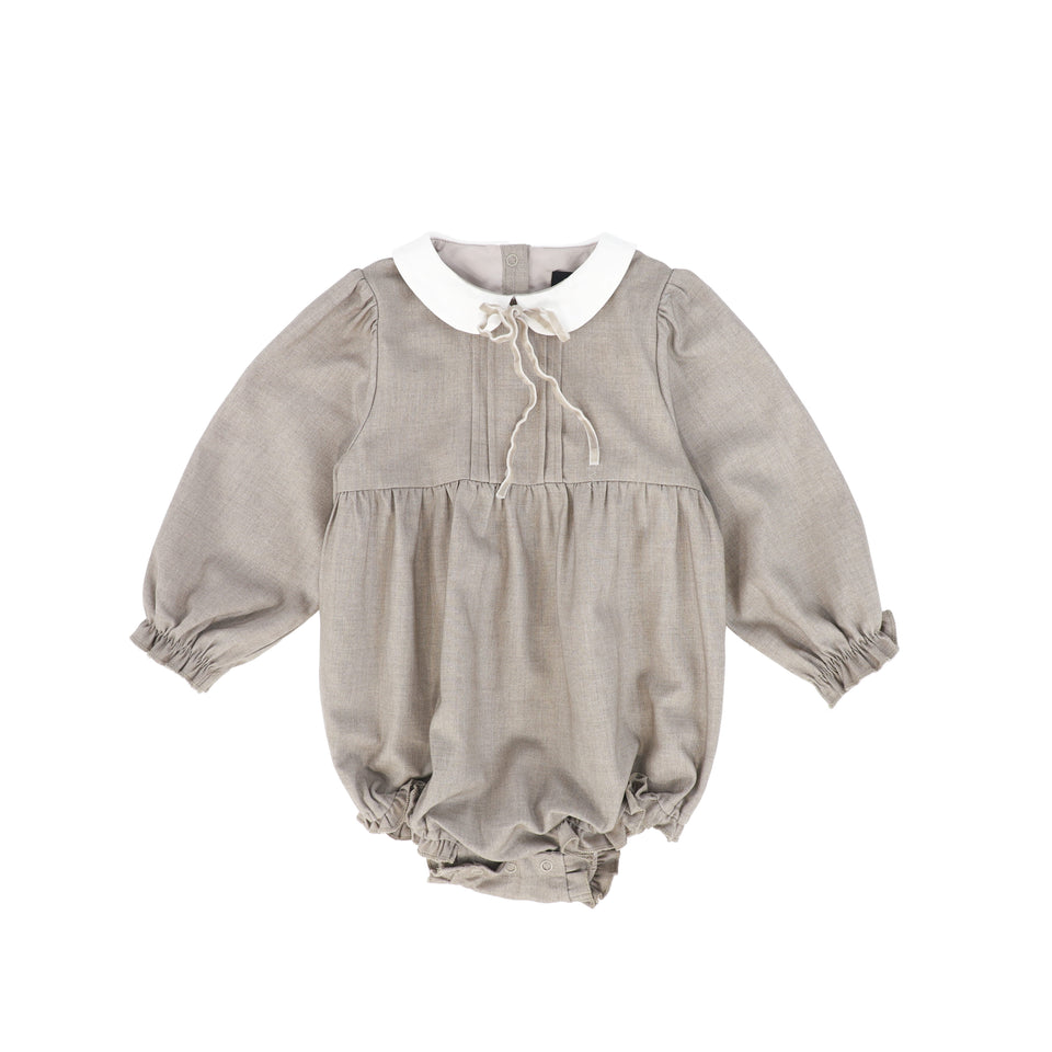 Bamboo Wool Collar Pleat Front Romper