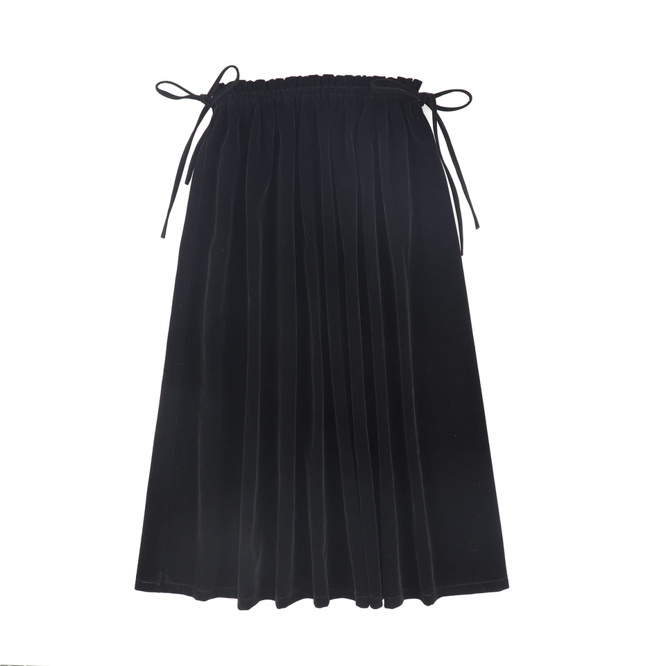 Valentina Black Velvet Waisted Maxi Skirt