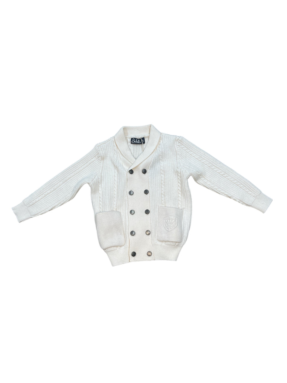 Belati Ivory Double Breasted Cable Cardigan