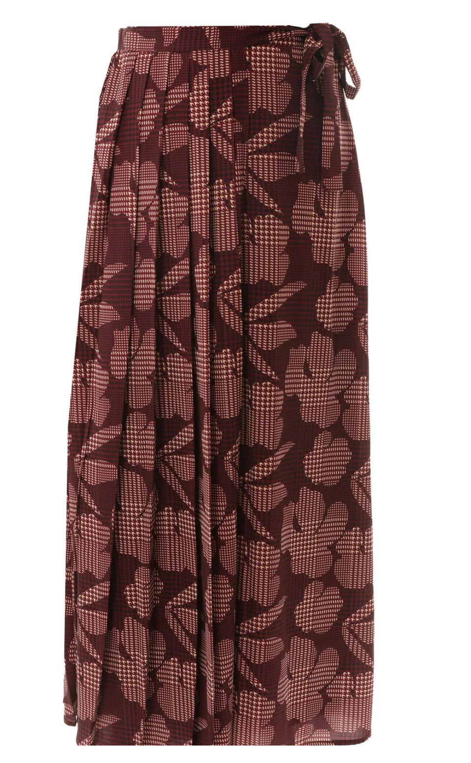 Hev Raspberry Houndstooth Silk Skirt