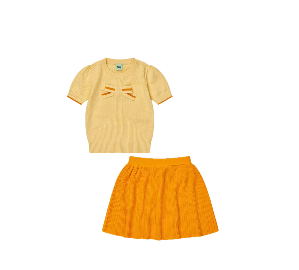 Fub Vanilla & Sunflower Bow Tee w/Ribbed Skirt Set