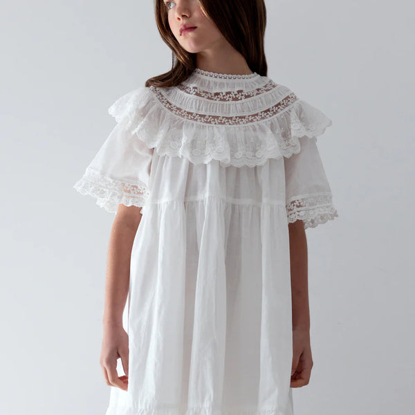 Petite Amalie White Lace Trim Collar Smock Dress – Elegant Child NY Petite Amalie White Lace Trim Collar Smock Dress – Elegant Child NY