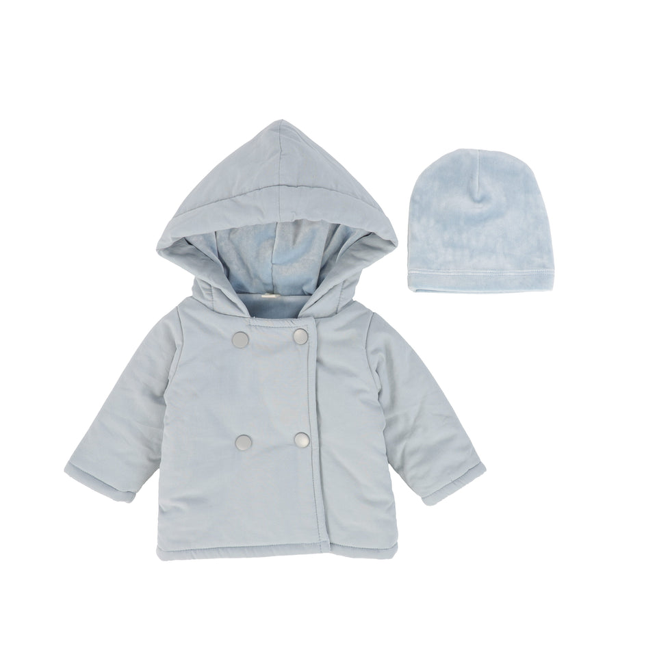 Bebe Jolee Light Blue Velour Reversible Button Jacket