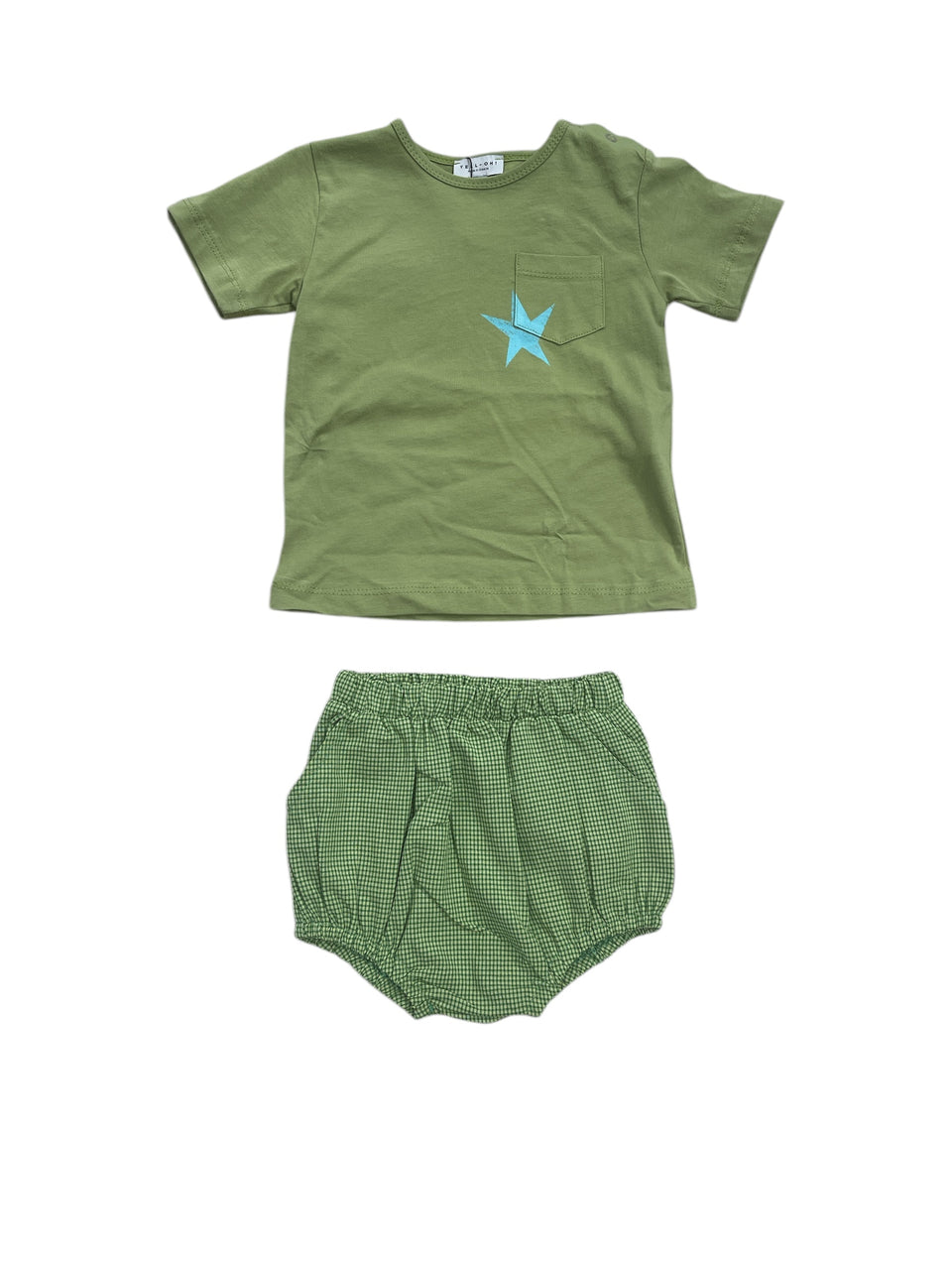 Yell-Oh Green T-Shirt W/ Green Checked Bloomer Set