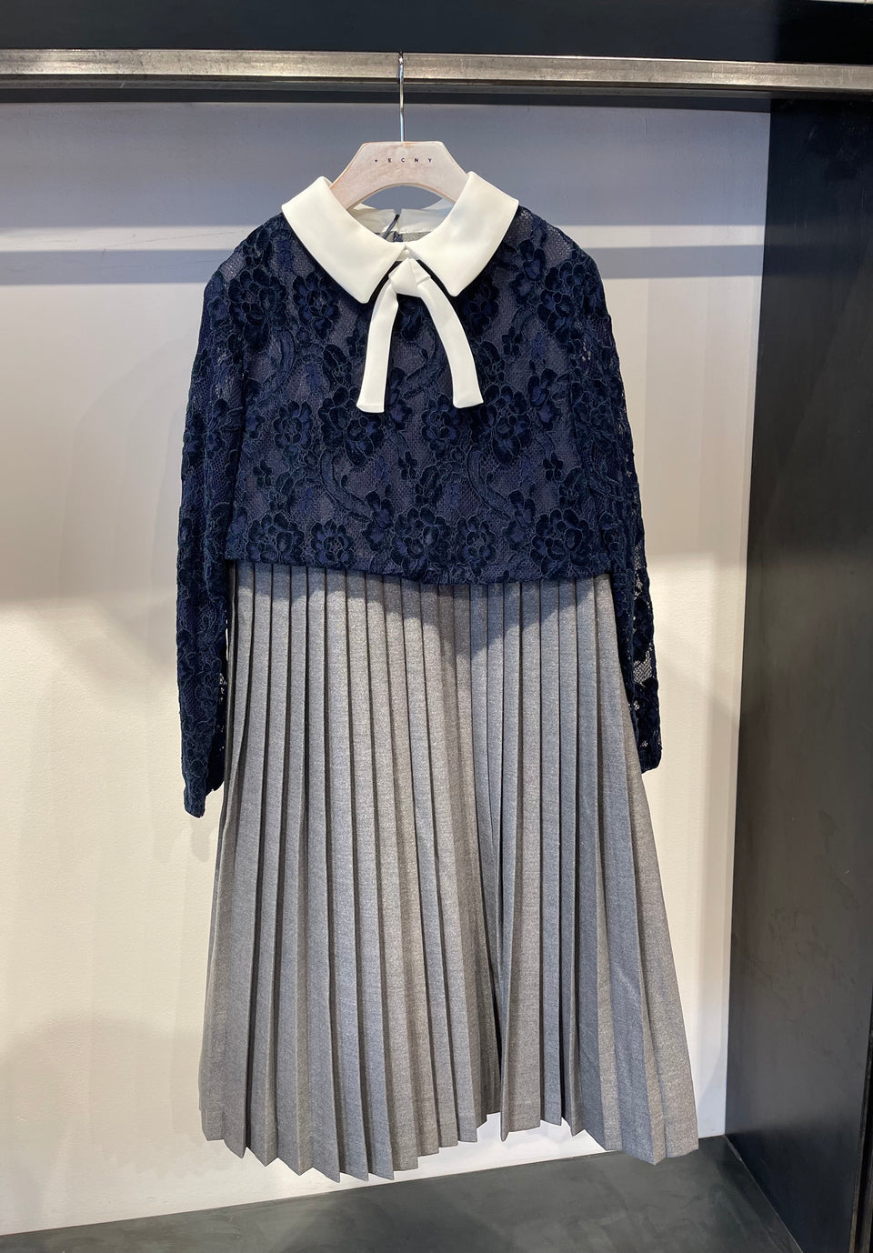 Mimisol Dark Blue/Grey Pleated Velvet Dress