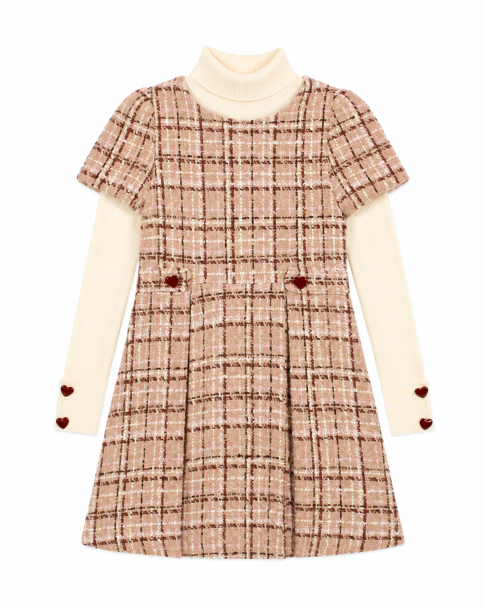 Patachou Bordeaux Burgundy Tweed Dress Set