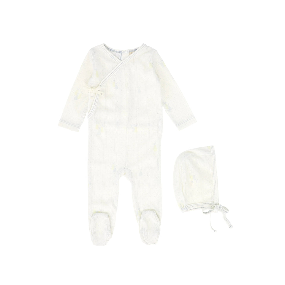 Bebe Jolee Blue Fruit Dot Footie