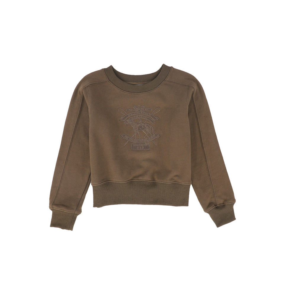 Bace Brown Embroidered Seam Sweatshirt