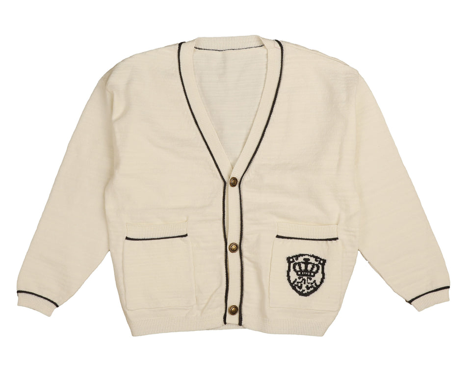 Belati White Cardigan W/ Emblem