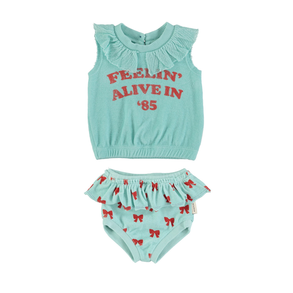 Piupiuchick Collared Feelin Alive Top Set with Bow Bloomers