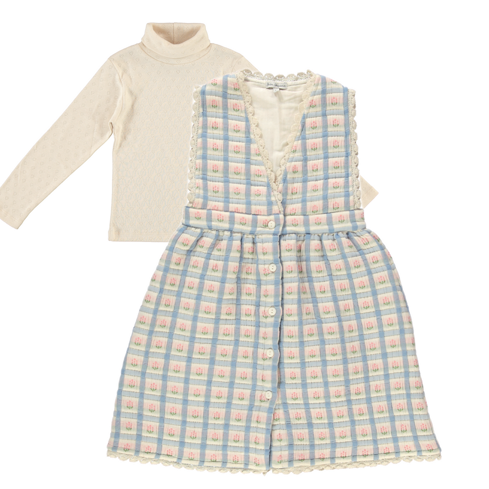 Bebe Organic Zora Padded Floral w/ Heart Turtleneck Dress