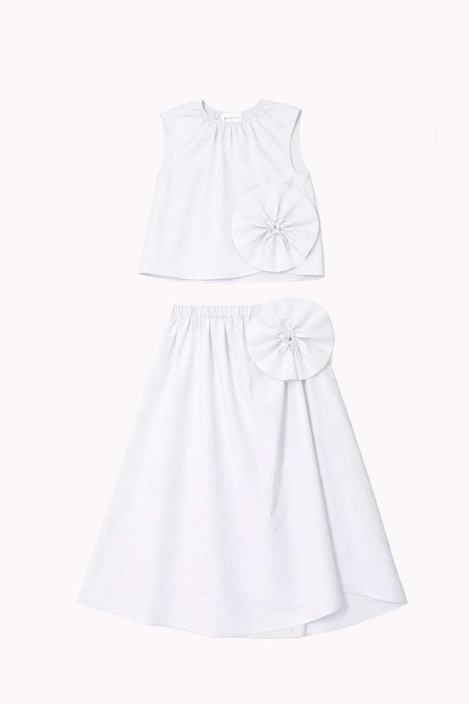 Be For All White Sleeveless Blouse Set