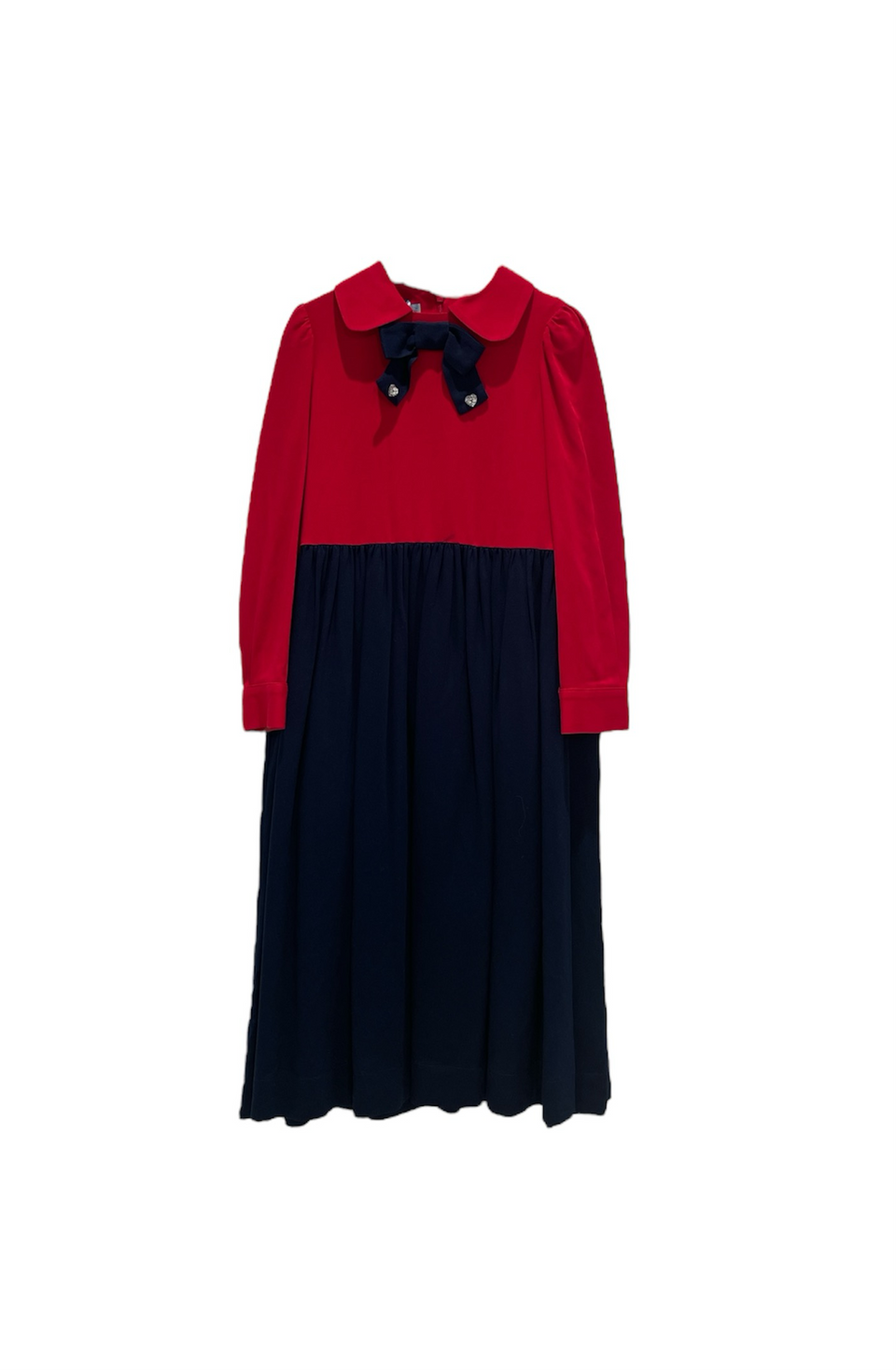 Mimisol Red & Navy Twill Bow Maxi Dress