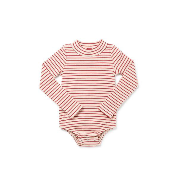 Birnham on the Sea Brick Stripe Mockneck Onesie