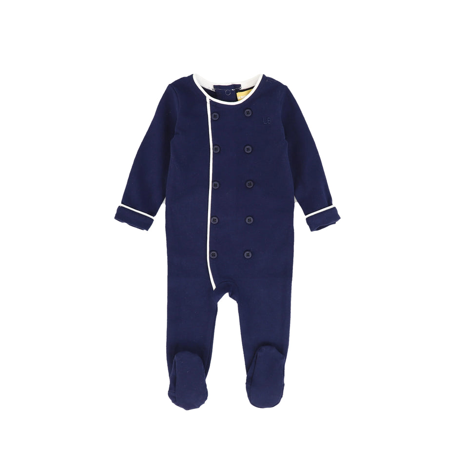 Le Bourdon Navy Piped Double Breasted Footie