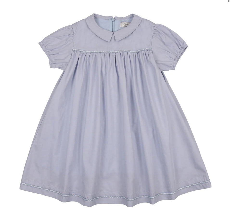 Kin Kin Sky Blue Print Peter Pan Collar Short Sleeve Dress