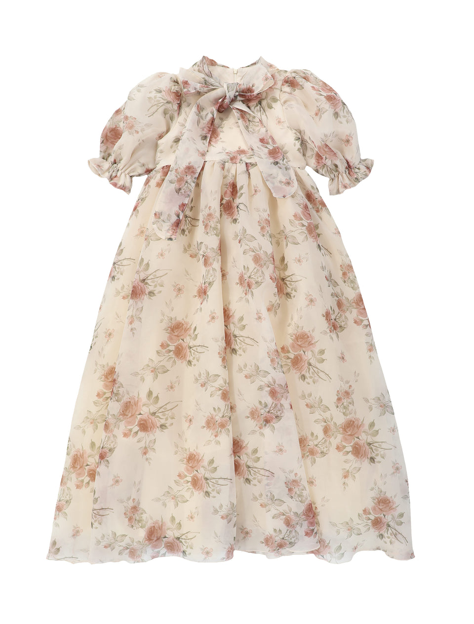 Francesca Guiliano Floral Organza Neck Tie Gown