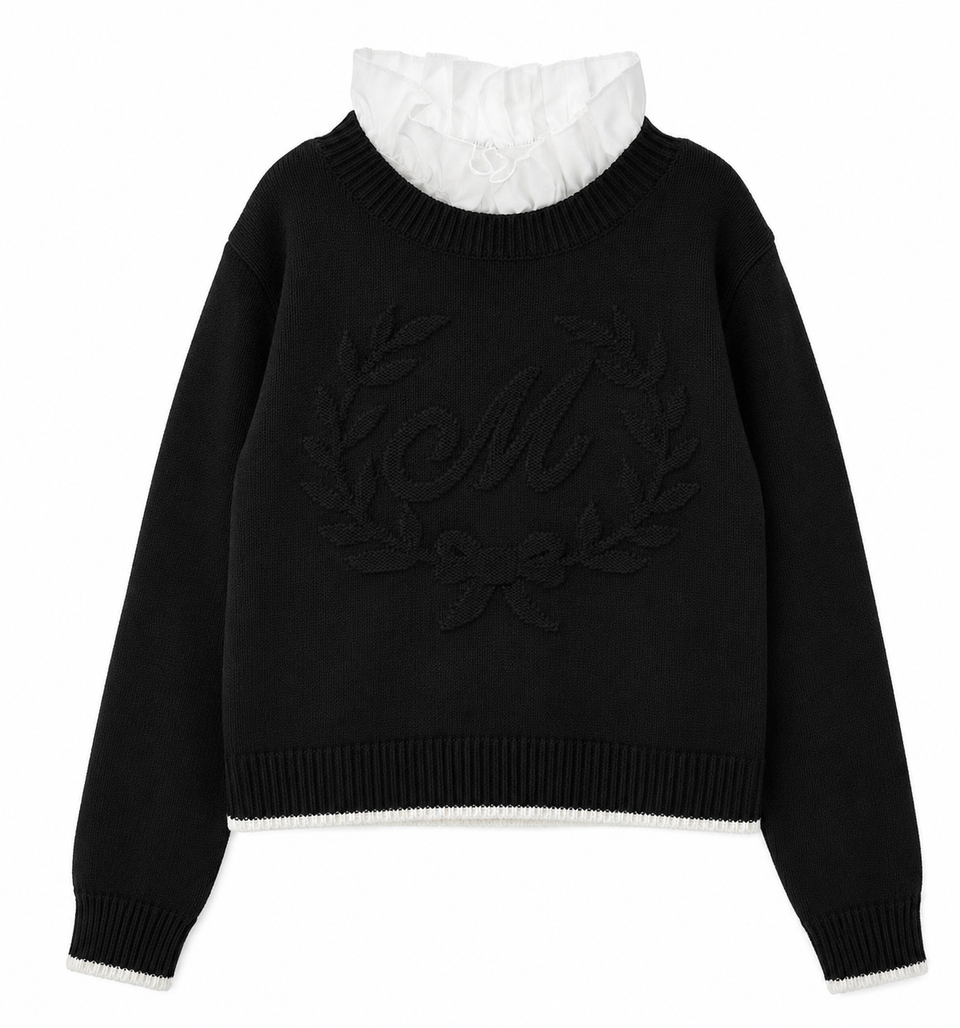 Monnalisa Black Lana Pull Cotton Sweater  8060