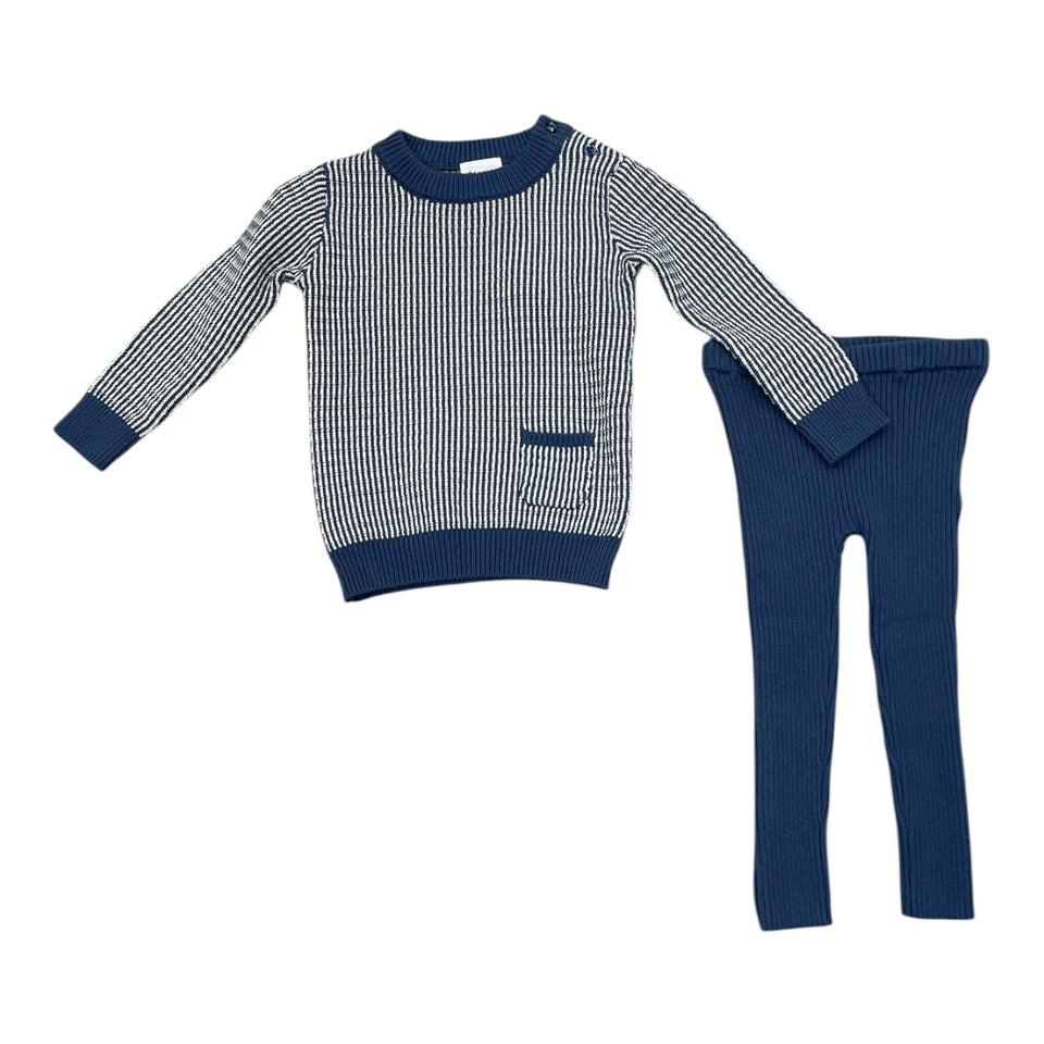 Looms Thin Stripe Blue/Ivory Toddler Set