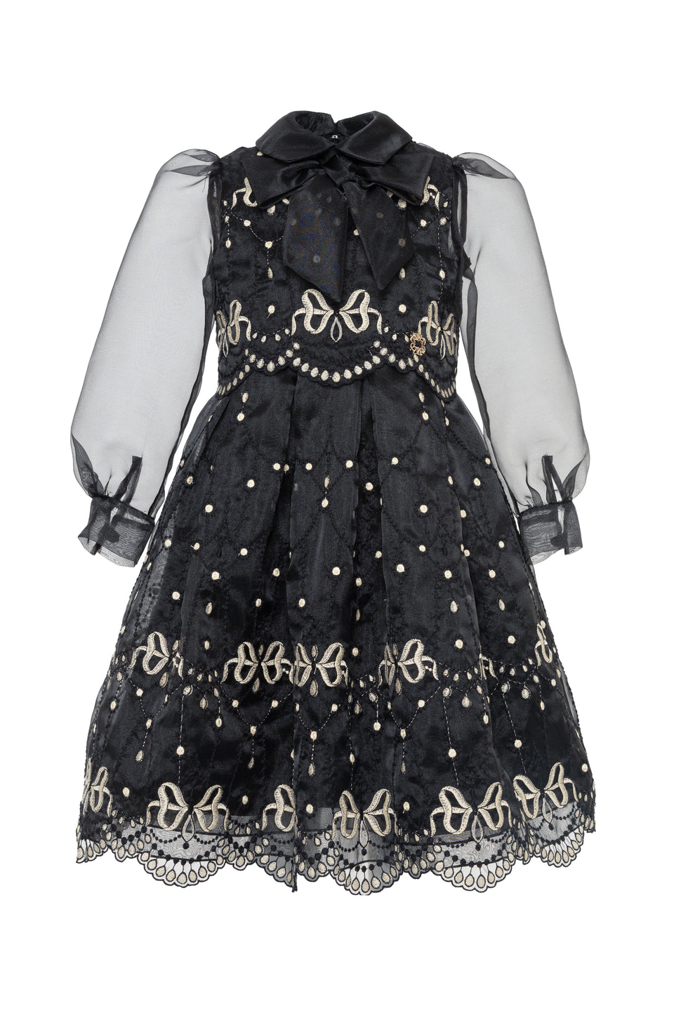 Elie Saab Black/Beige Embroidery Organza Dress