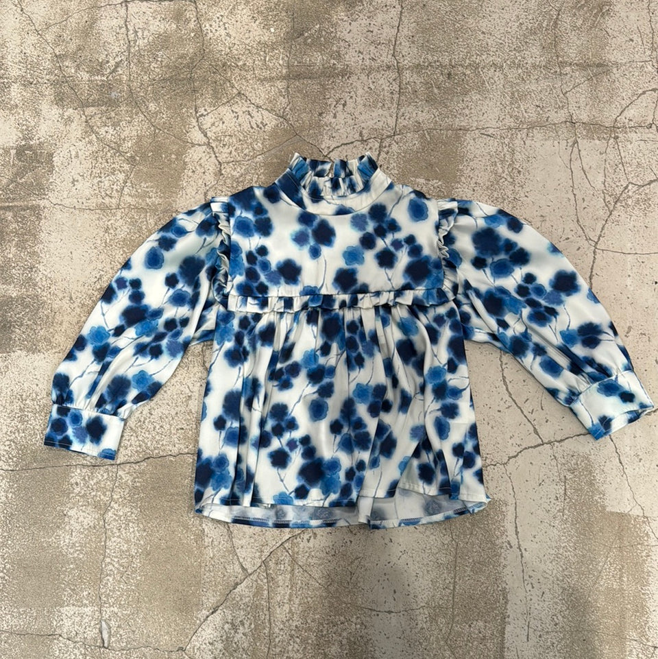 Olivia Rohde Silky Blue Floral Blouse