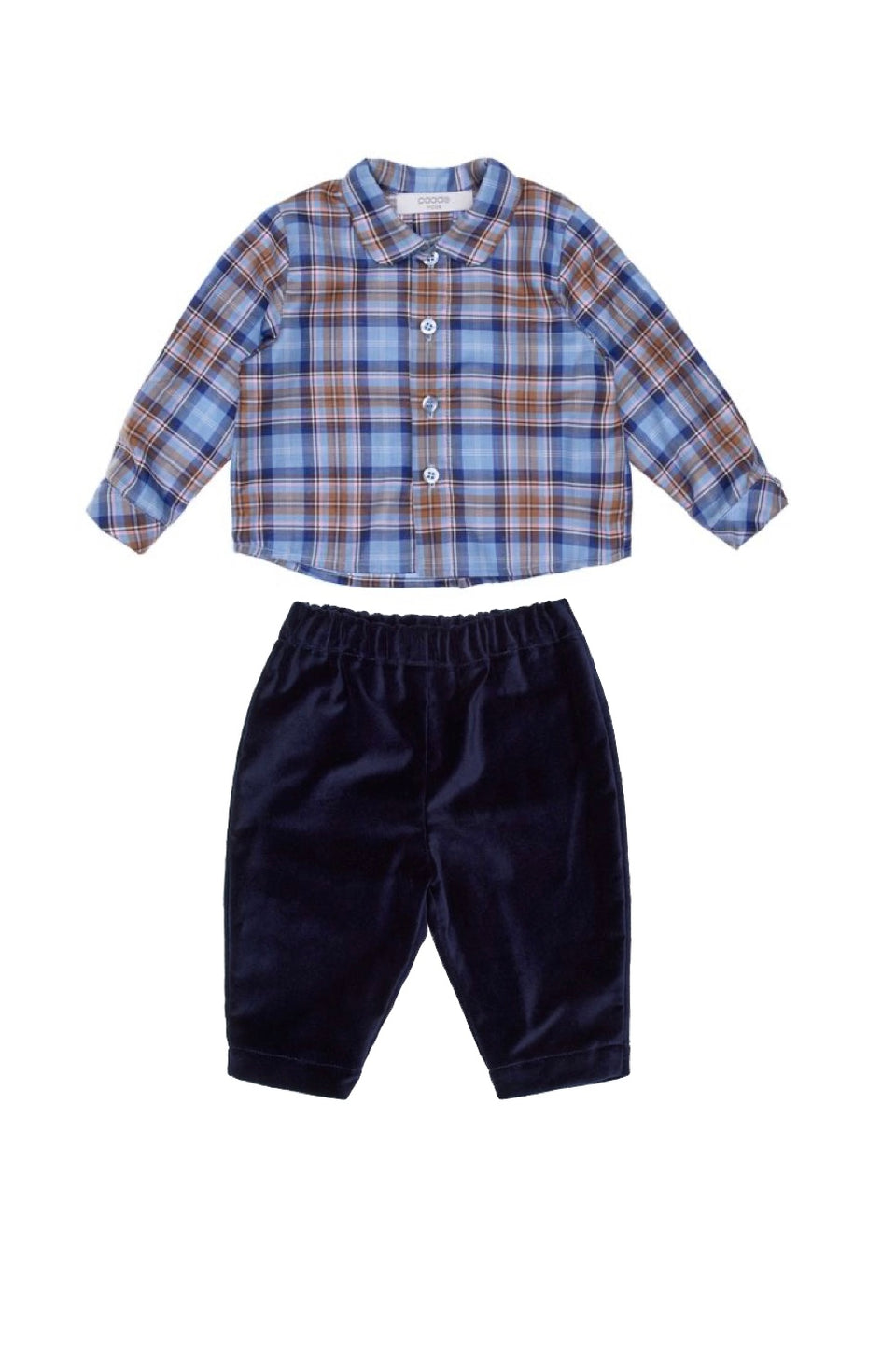 Paade Mode Willow Blue Top w/ Velvet Pants Set