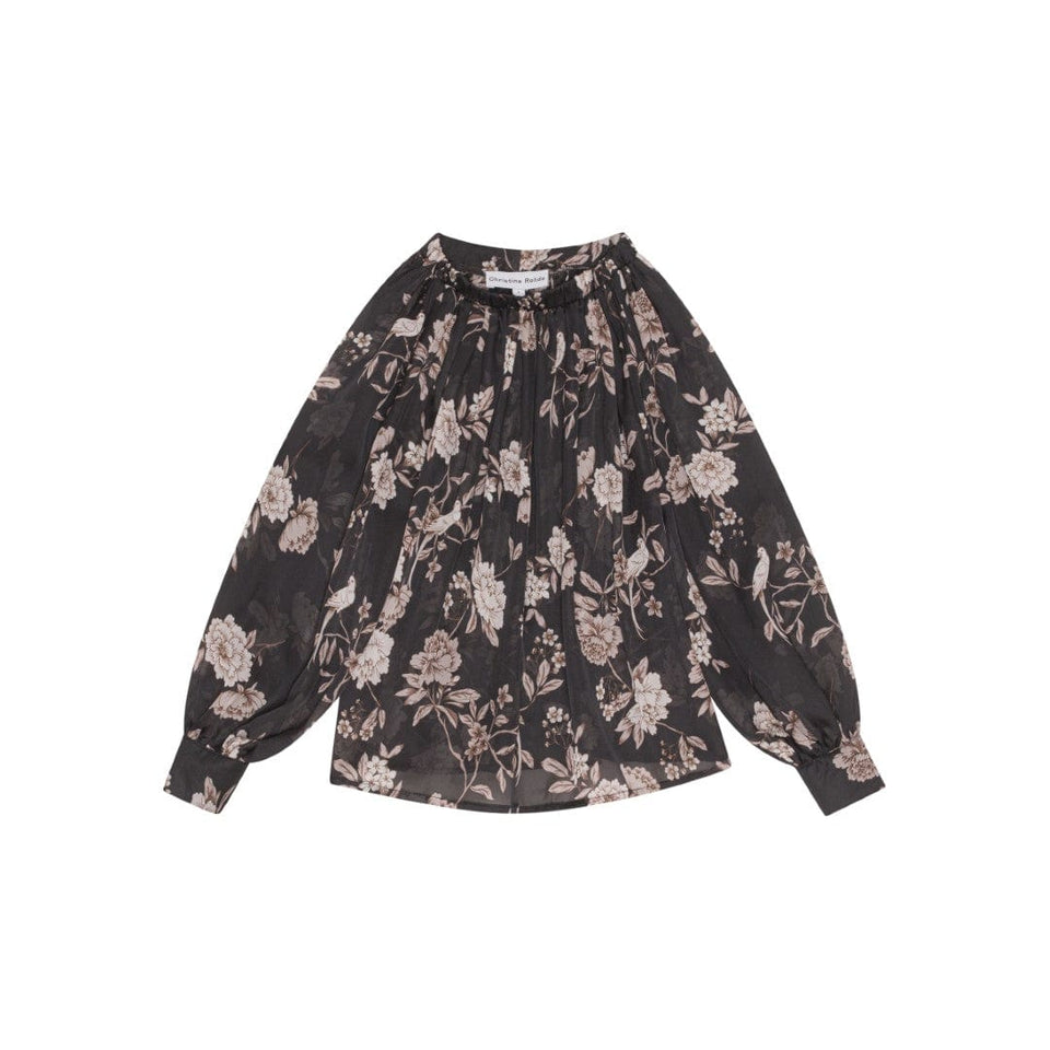 Christina Rohde Beige Floral Black Blouse