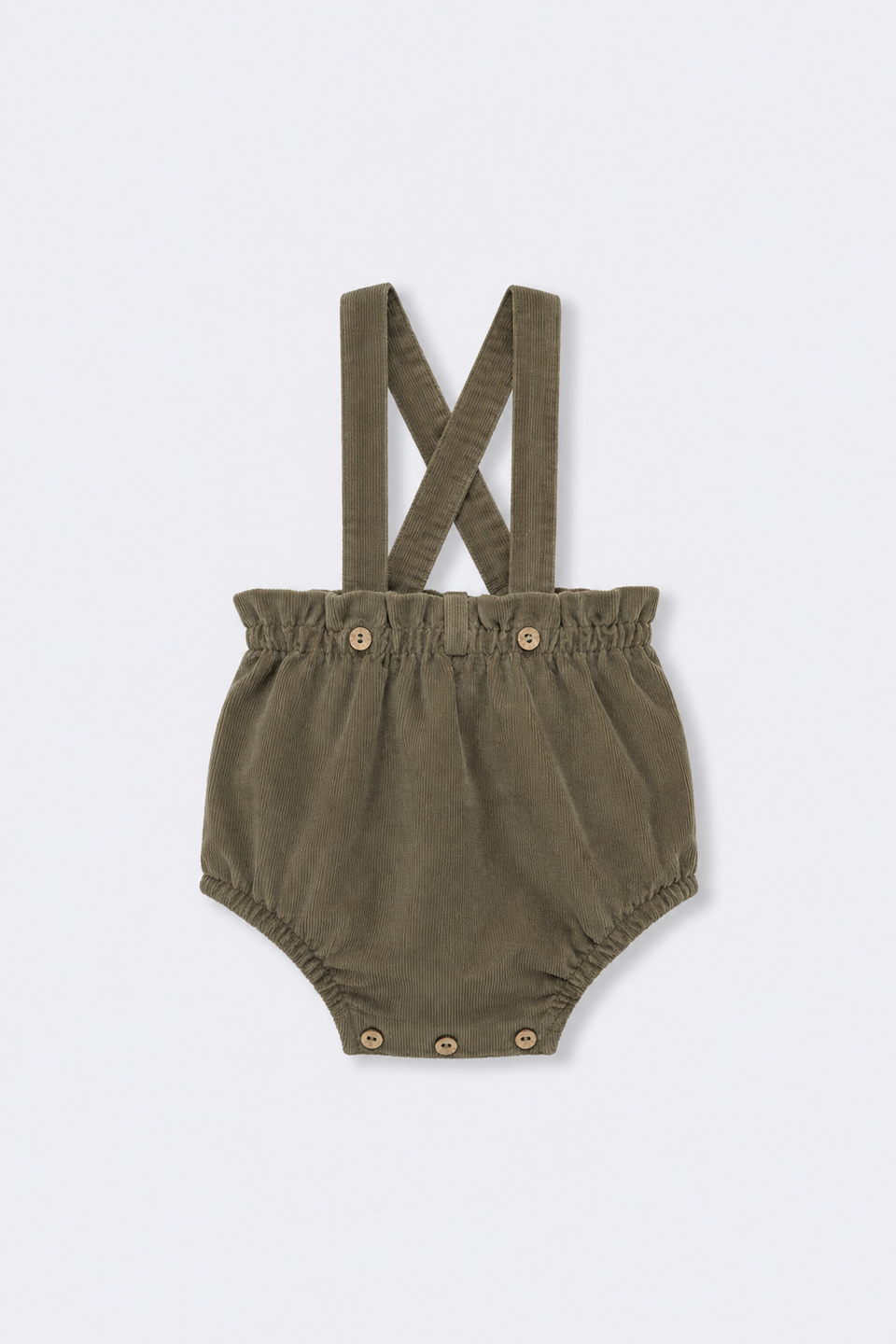 Birinit Indigo Gingham w/ Khaki Corduroy Overall Set