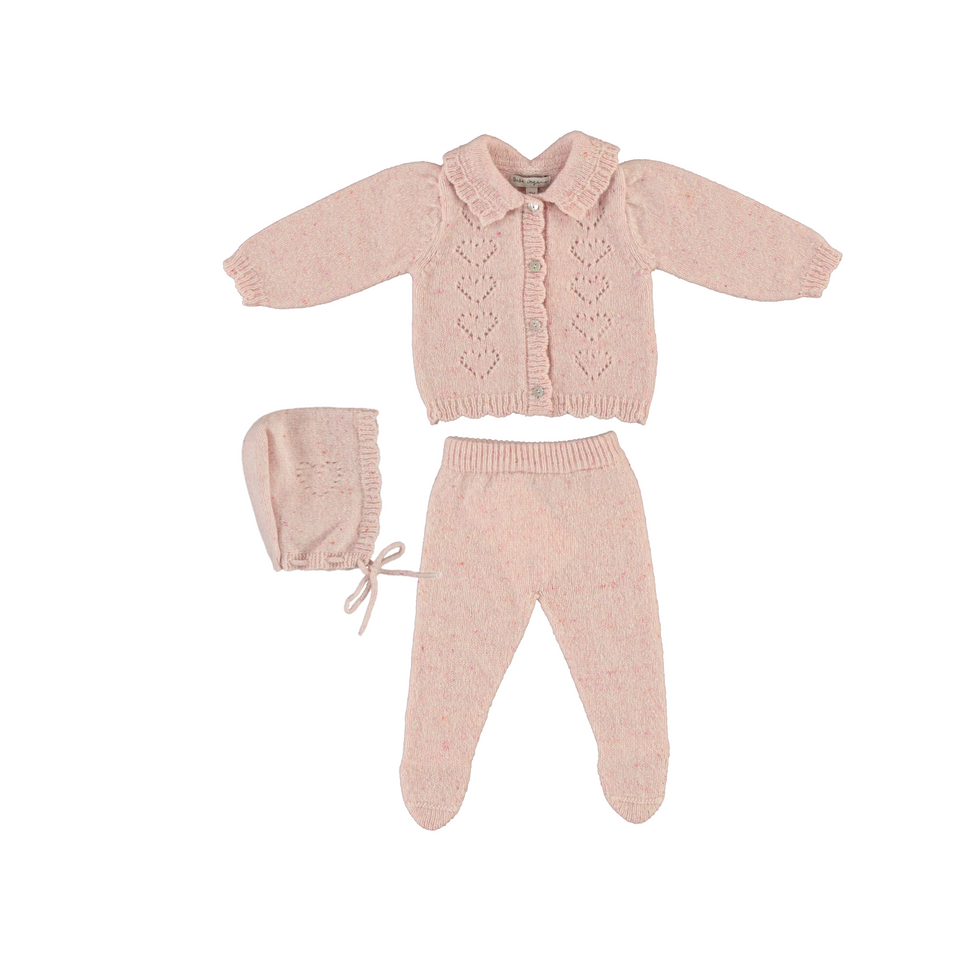 Bebe Organic Monna Pink Heart Set w/ Bonnet