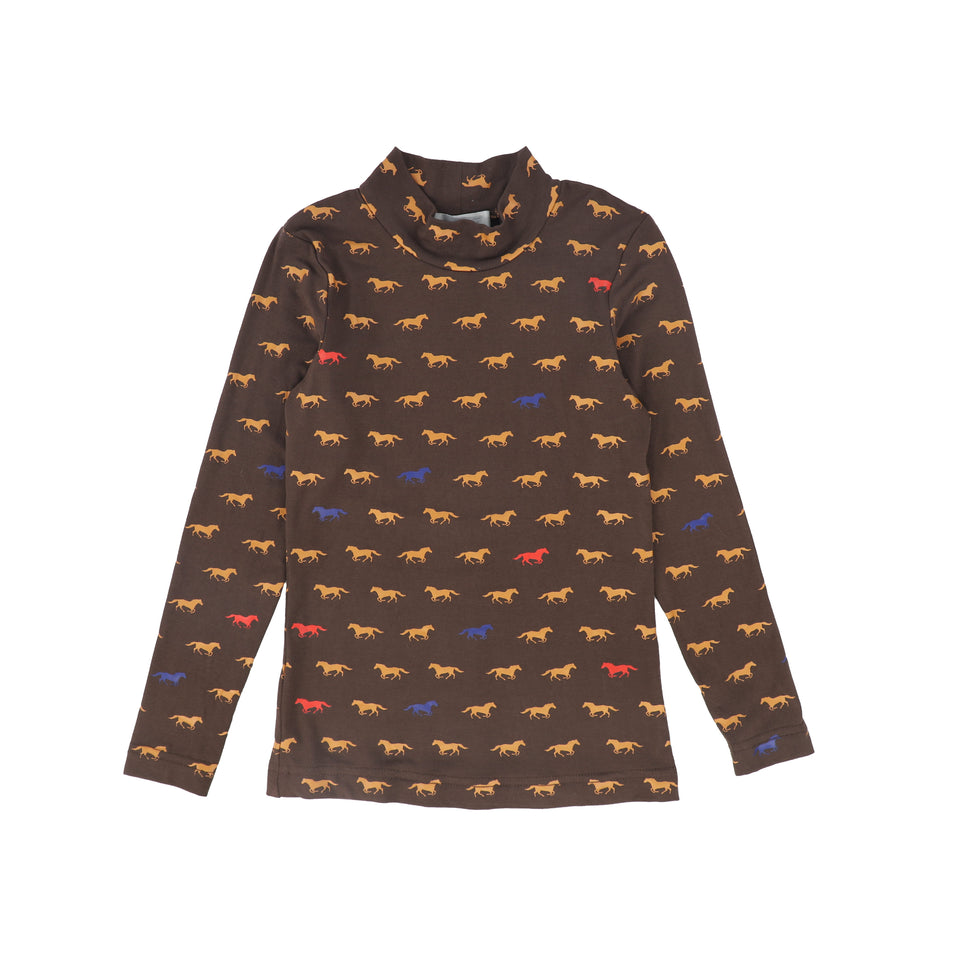 Bace Brown Horse Print Turtleneck
