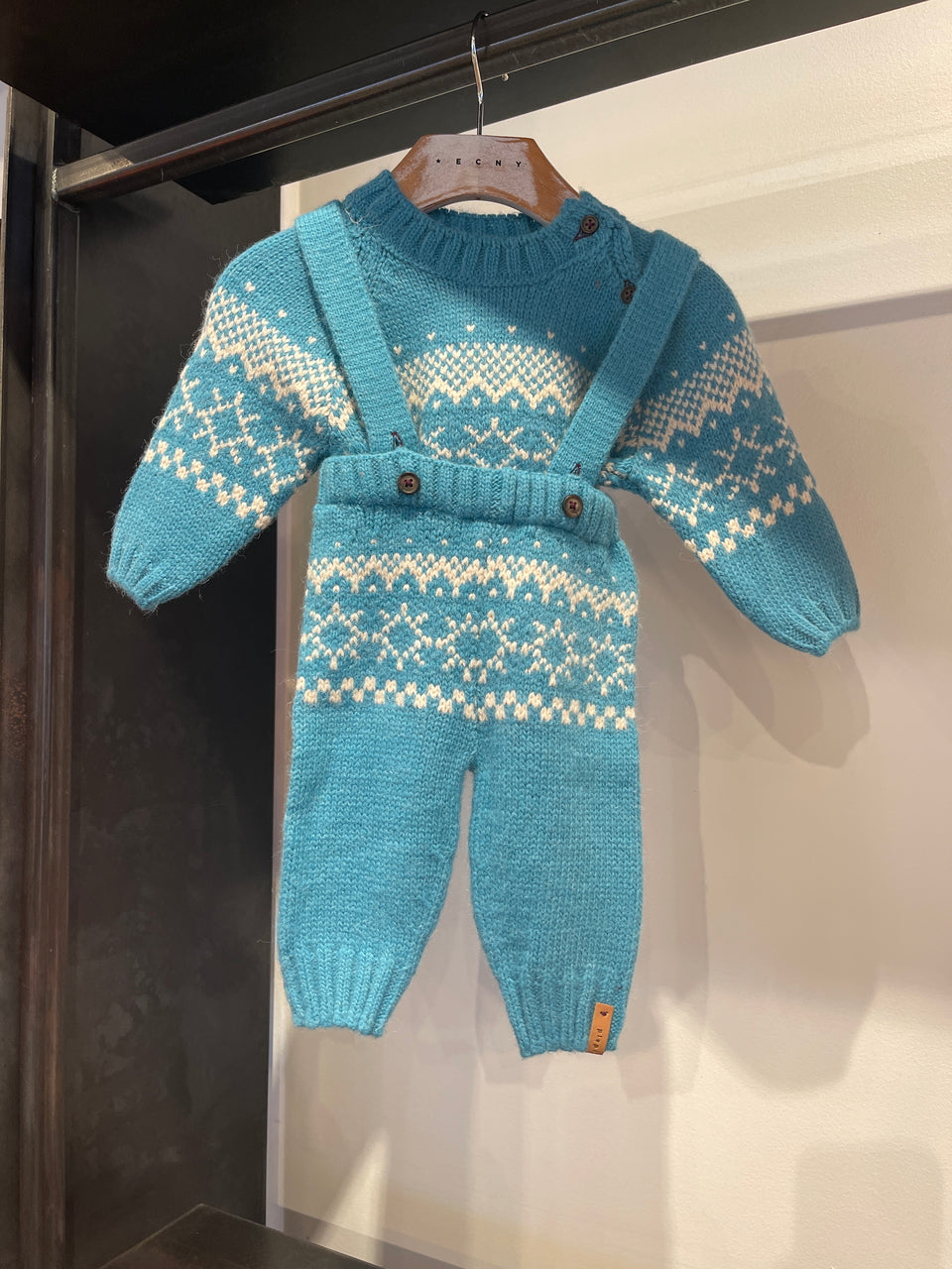 Piupiuchick Turquoise Jacquard Overall Set