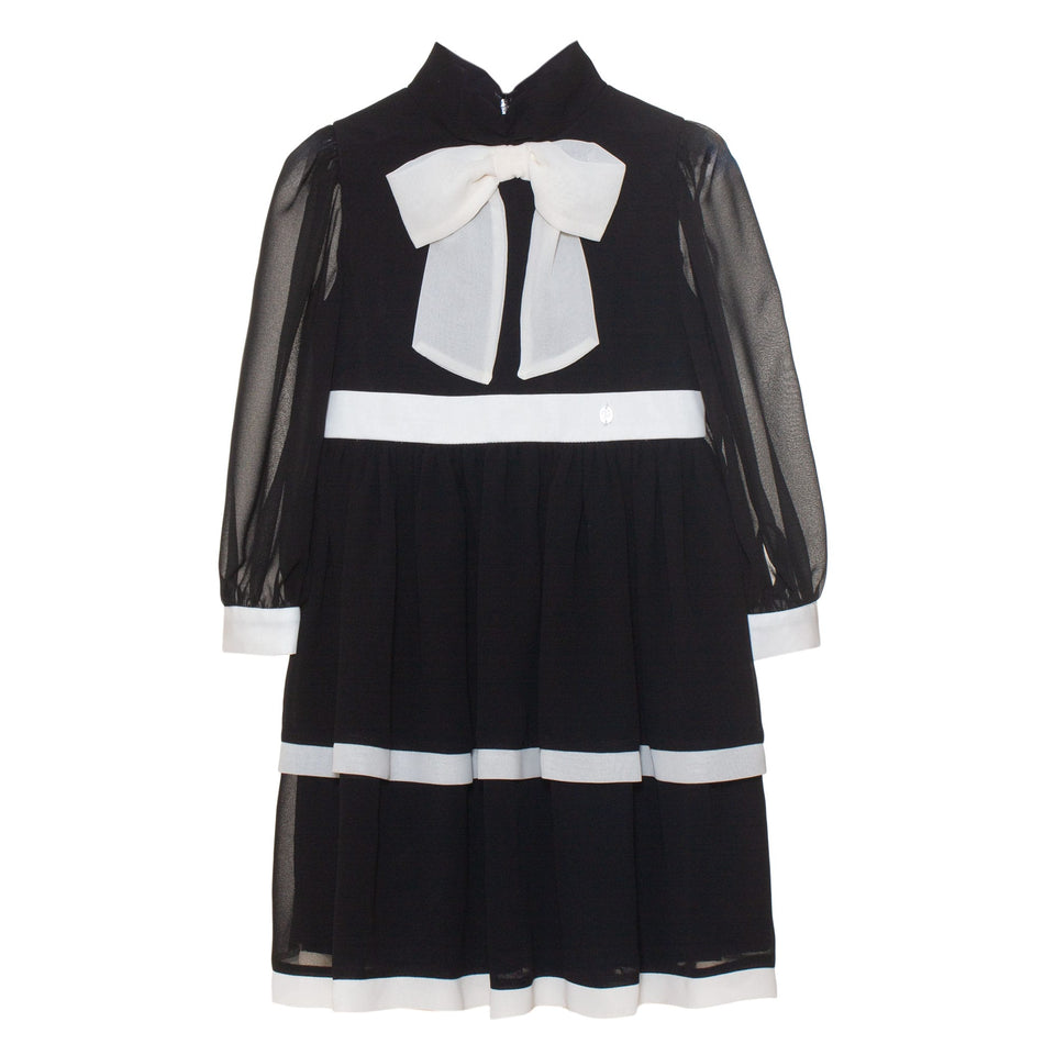 Patachou Black Chiffon Bow Dress