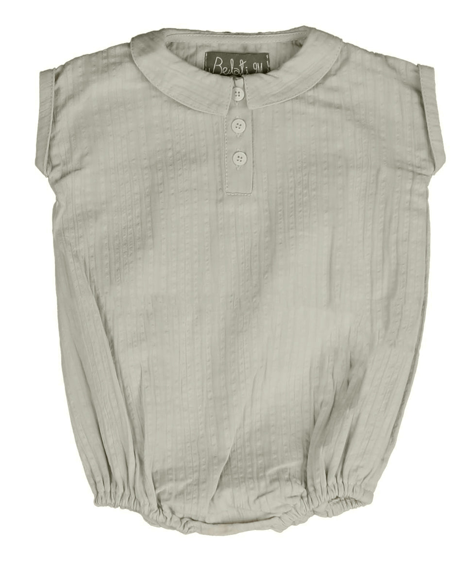 Belati Green Half Buttoned Striped Romper