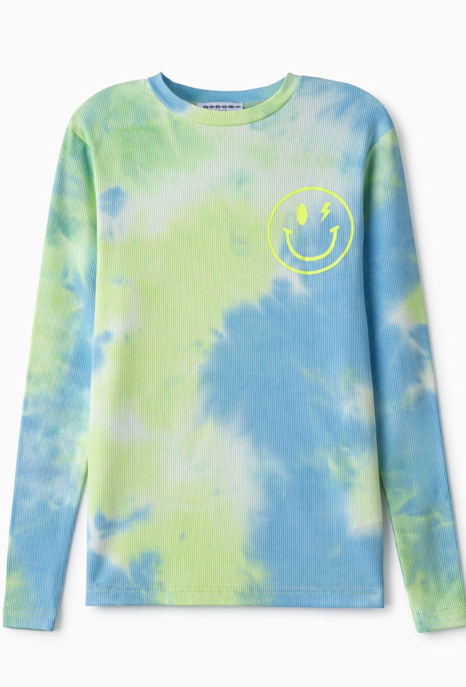 Noname Green/Blue Tie-Dye Smiley Face Tee w/Smiley on Back
