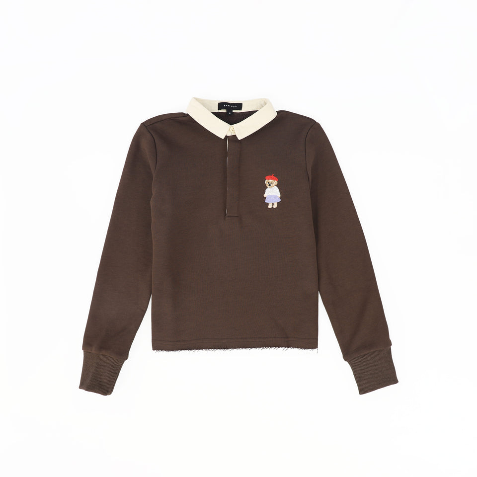 Bamboo Brown Embroidered Doll Sweatshirt