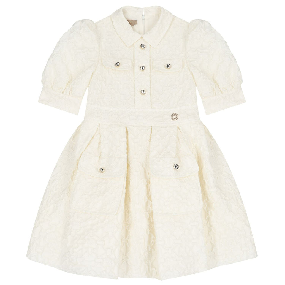 Elie Saab Cream Embroidered Taffeta Dress
