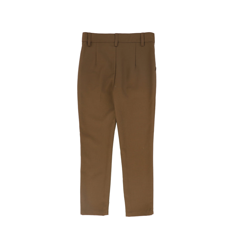 Le Bourdon Camel Solid Fitted Pants