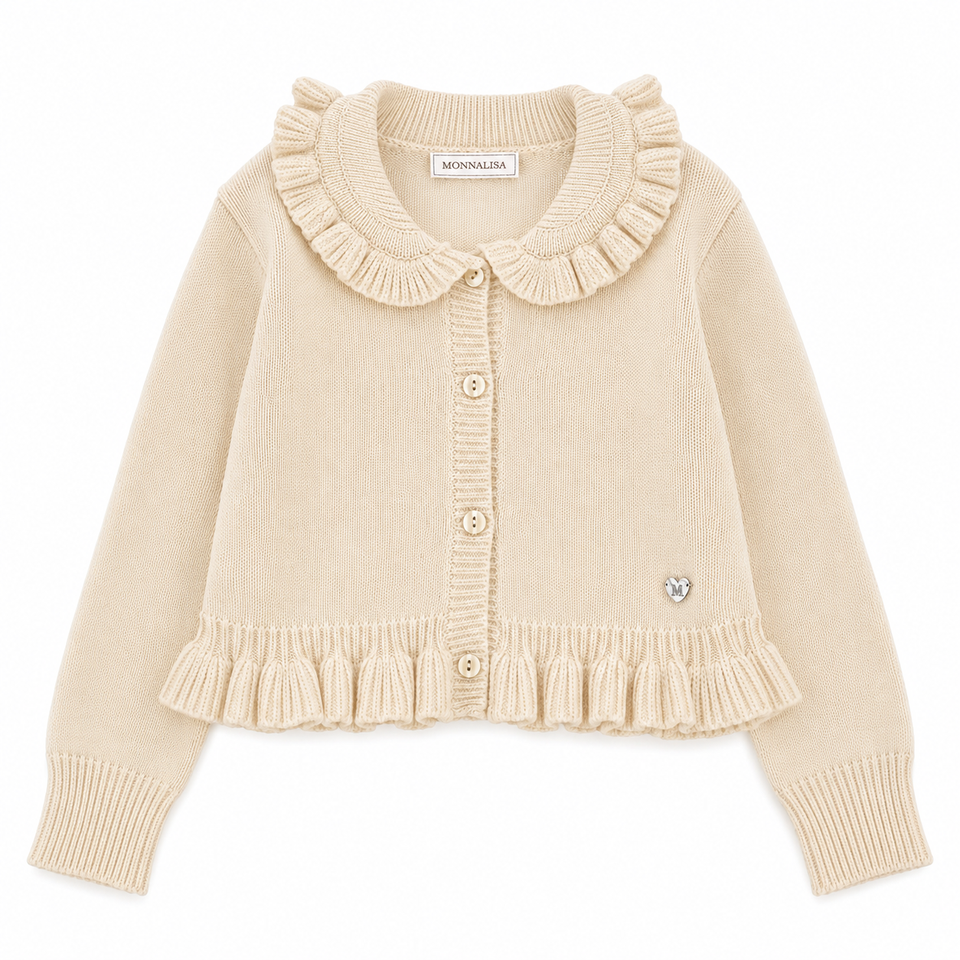 Monnalisa Gardenia Basic Cotton Blend Cardigan
