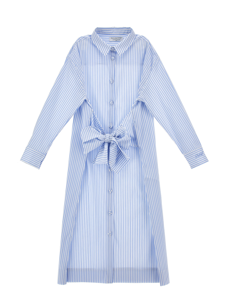 Philosophy Blue and White Poplin Shirt Dress