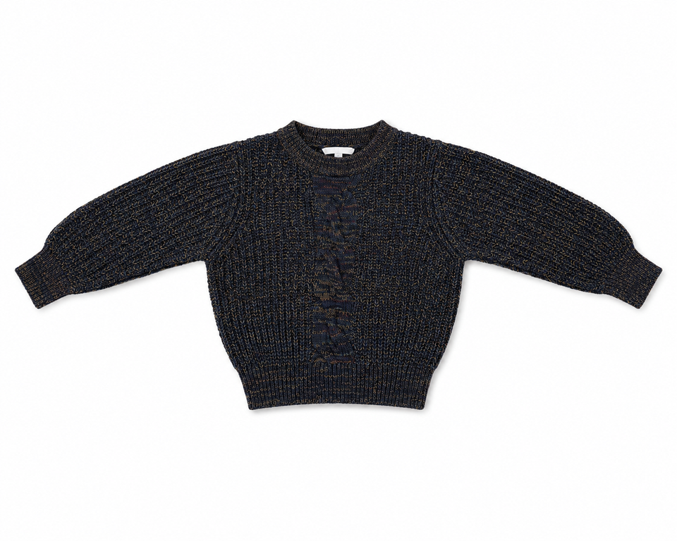 Motu Blaise Center Front Cable Midnight Sweater