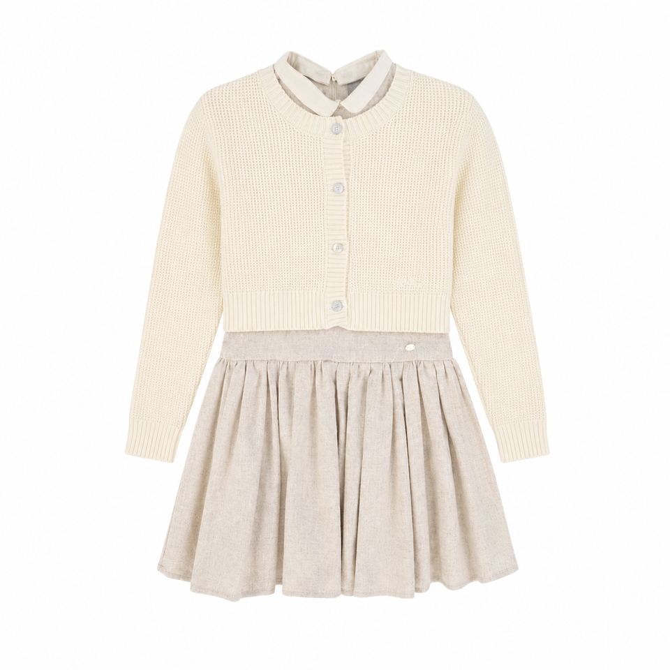 Bace Cream/Oatmeal Textured Button Down Cardigan Dress Set