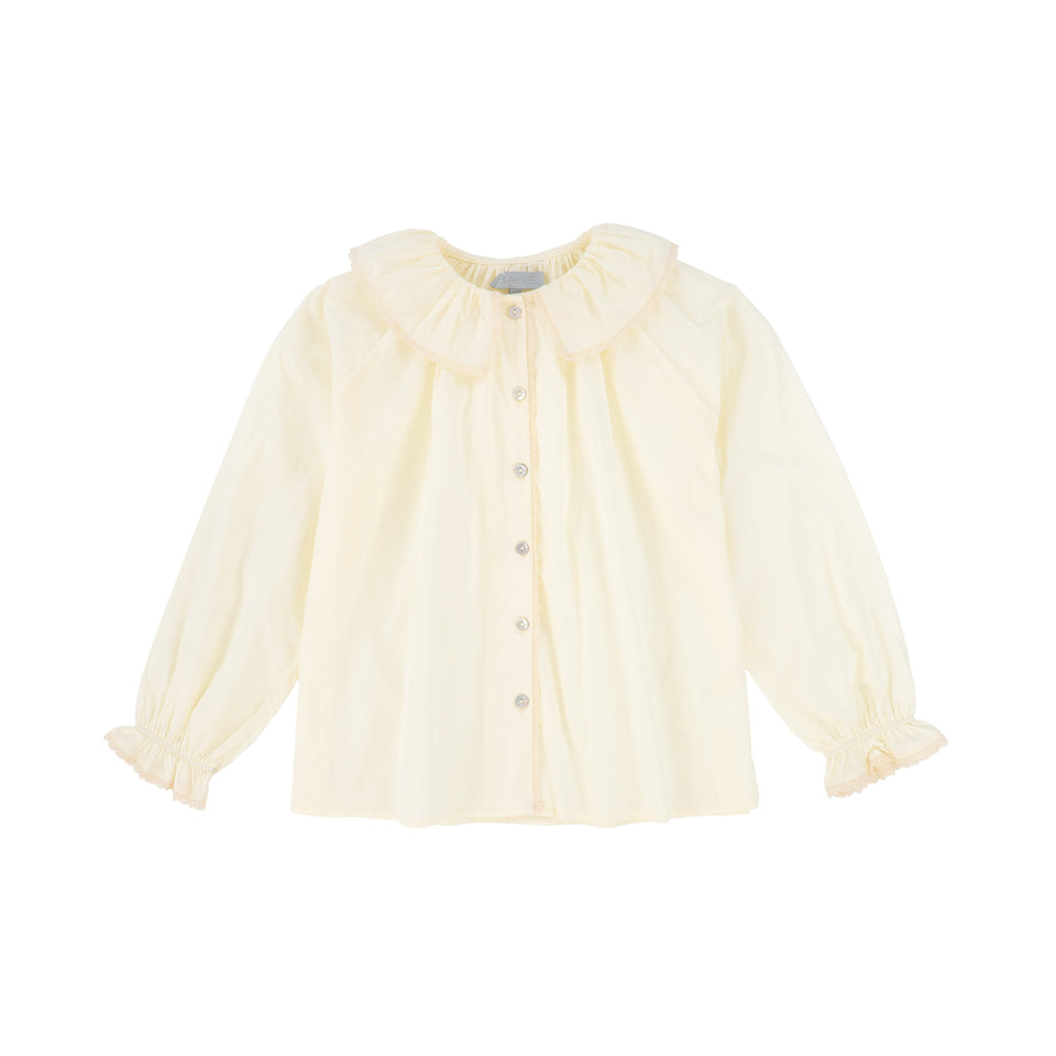 Bace Cream Ruffle Neck Blouse