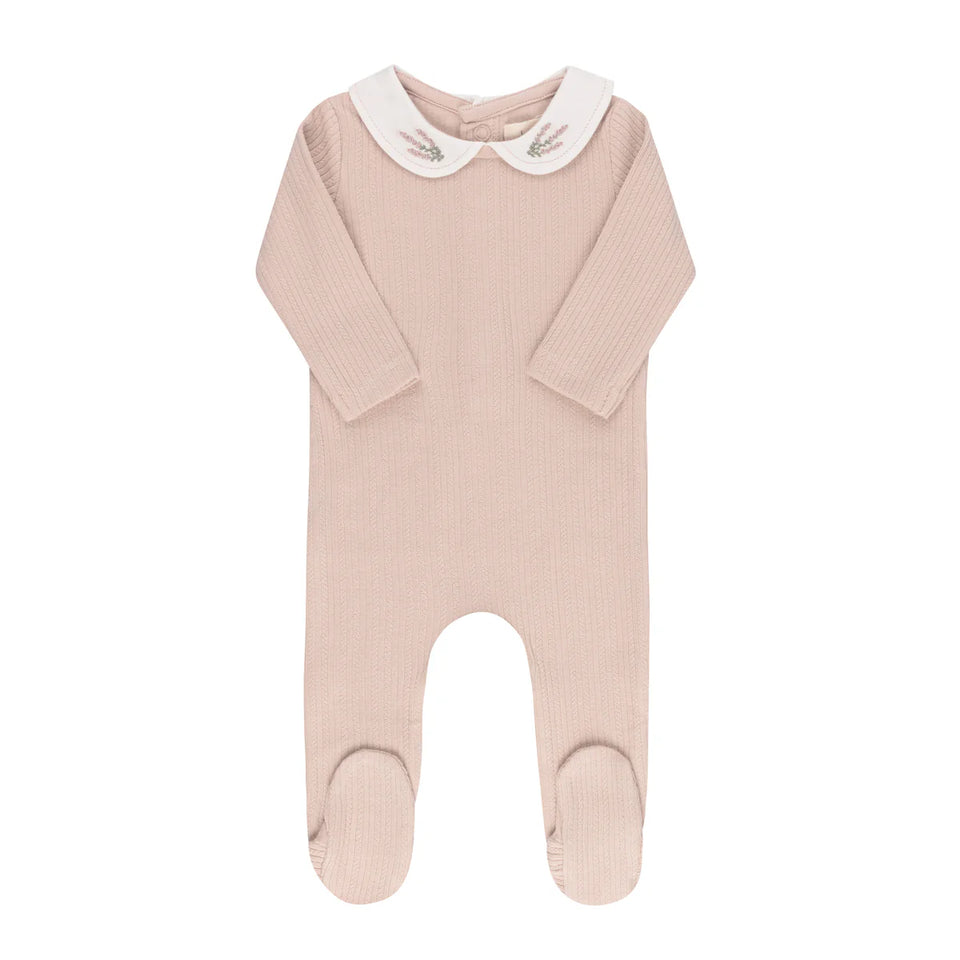 Ely’s & Co. Pink Heather Embroidered Footie