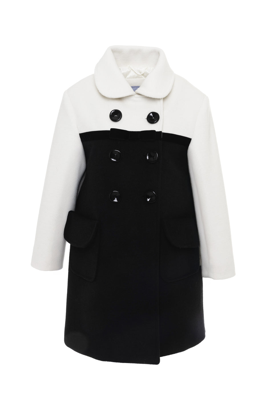 Mimisol Black/White Velvet Detail Coat