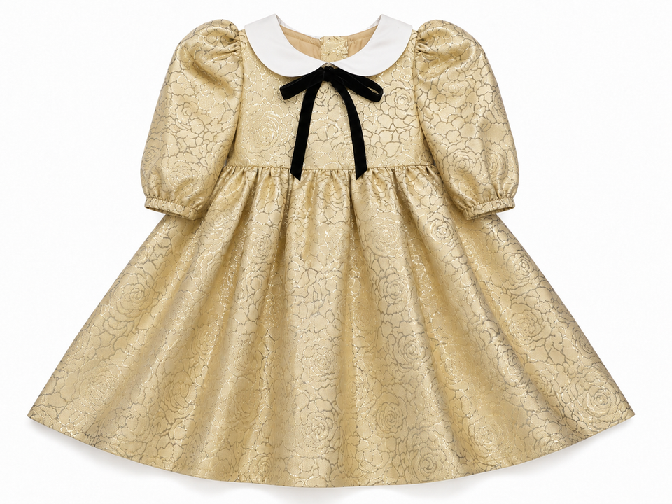 Coco Blanc Gold Jacquard Dress