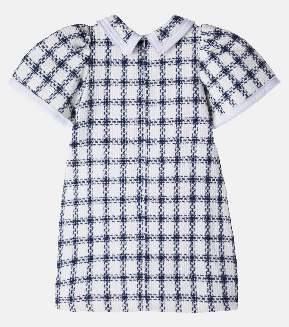 Patachou N0020 Navy/White Checked Tweed Dress *check length before ordering.