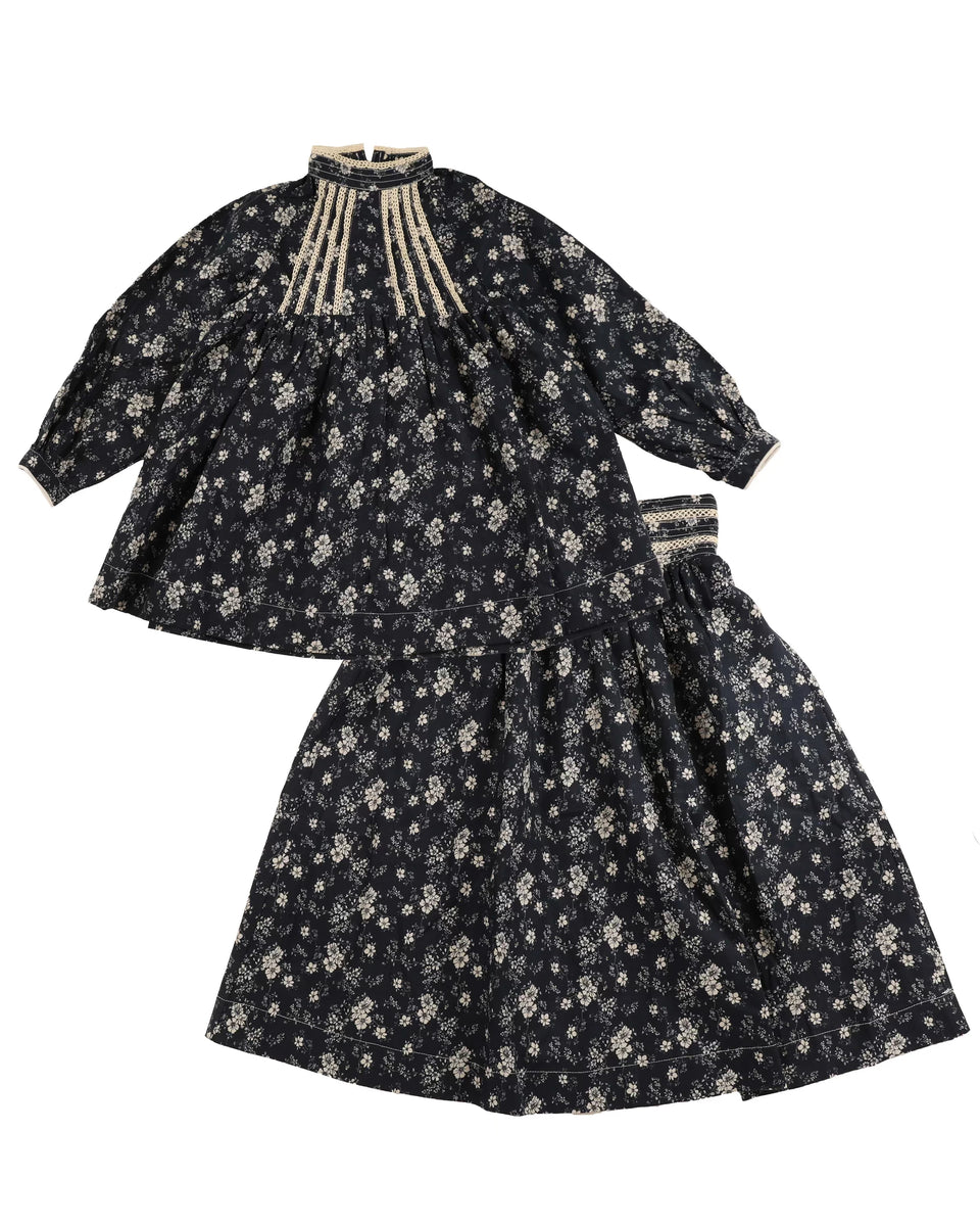 Noma Navy Floral Set with Lace Trim