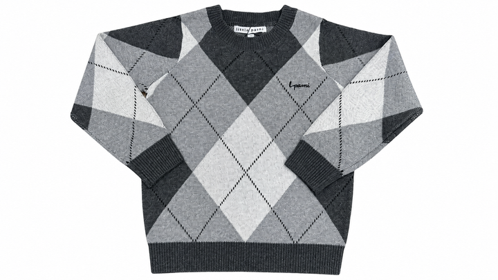 Little Parni Grey Boys Argyle Sweater